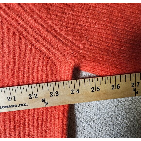 Velvet, Button Up, V-Neck, Cardigan, Soft, Boxy, Stretchy, Sweater, Orange, Lg - Picture 7 of 11